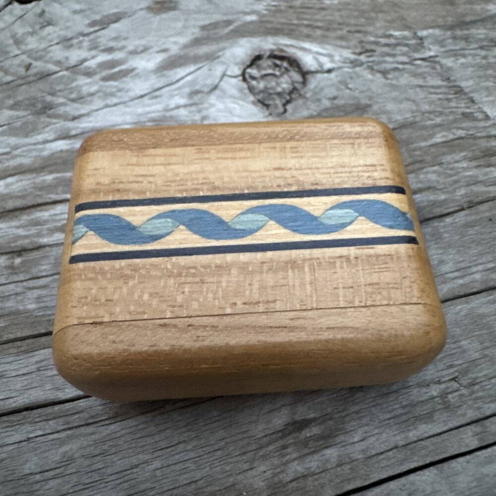 Vintage Heartwood Creations Wooden Marquetry Secret Box Mini Sliding Lid